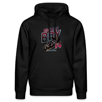 Motocross 14. Geburtstag - Stanley/Stella Unisex Bio-Hoodie DRUMMER  - Schwarz - Vorne - Marisol (170cm) & Nik (191cm)