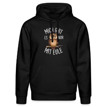 Nachteule Eule Eulen Vogel - Stanley/Stella Unisex Bio-Hoodie DRUMMER  - Schwarz - Vorne - Marisol (170cm) & Nik (191cm)