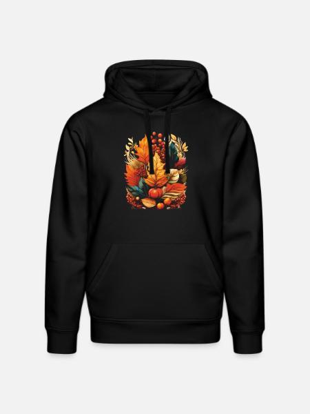 AUTUMN LEAVES - Stanley/Stella DRUMMER Unisex Organic Hoodie - black