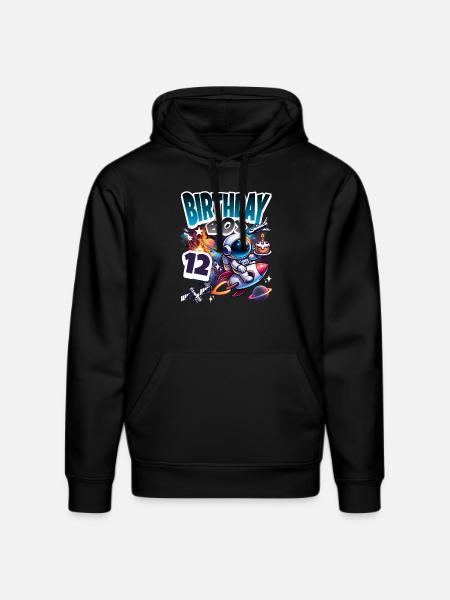 Astronaut 12th Birthday Space - Stanley/Stella DRUMMER Unisex Organic Hoodie - black