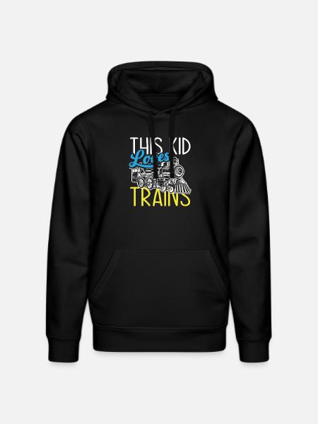 This Kid Loves Trains Railroad - Stanley/Stella DRUMMER Unisex Organic Hoodie - black