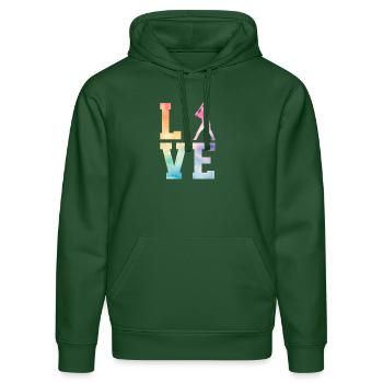 Baseball Sport Baseballspieler Pitcher Catcher USA - Stanley/Stella Unisex Bio-Hoodie DRUMMER  - Flaschengrün - Vorne - Liana (172cm) & Jaron (178cm)