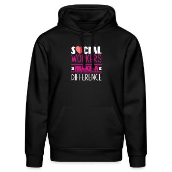 Sozialarbeiter Machen Einen Unterschied - Stanley/Stella Unisex Bio-Hoodie DRUMMER  - Schwarz - Vorne - Marisol (170cm) & Nik (191cm)