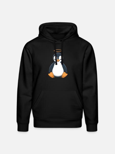 Cute penguin with halo - Stanley/Stella DRUMMER Unisex Organic Hoodie - black