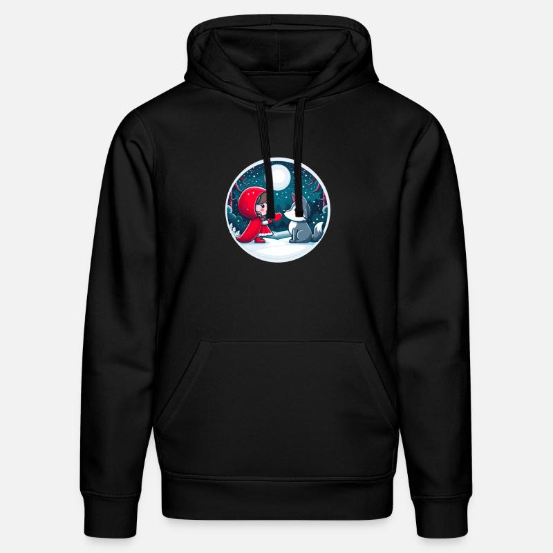 Conte de fées Petit Chaperon Rouge Loup Enfants Coeur Lune Mignon - Sweat à capuche bio DRUMMER Stanley/Stella Unisexe - noir