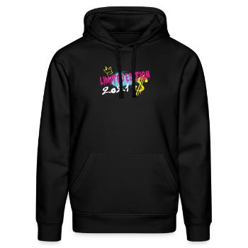 Limited Edition 2021 Geburtstag 2021 Geboren - Stanley/Stella Unisex Bio-Hoodie DRUMMER  - Schwarz - Vorne - Marisol (170cm) & Nik (191cm)