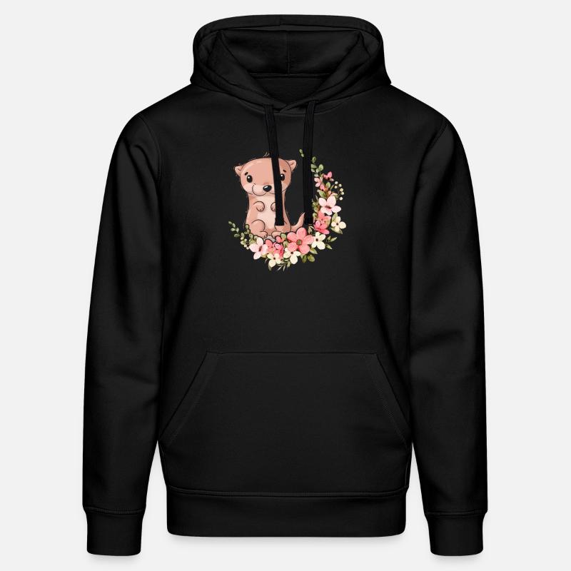 Loutre fleur florale - Sweat à capuche bio DRUMMER Stanley/Stella Unisexe - noir