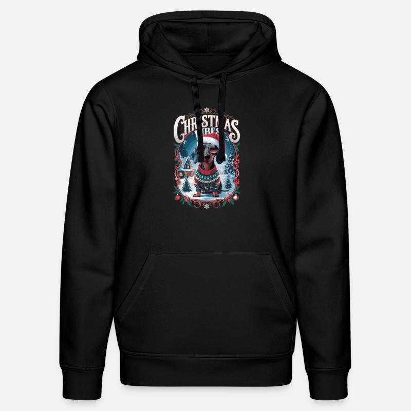 Teckel Noël Vibes - Sweat à capuche bio DRUMMER Stanley/Stella Unisexe - noir