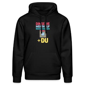 Dinge Die Meinen Slip Nass Machen - Stanley/Stella Unisex Bio-Hoodie DRUMMER  - Schwarz - Vorne - Marisol (170cm) & Nik (191cm)