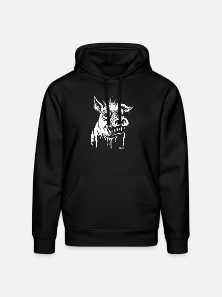 funny horror pig - Stanley/Stella DRUMMER Unisex Organic Hoodie - black