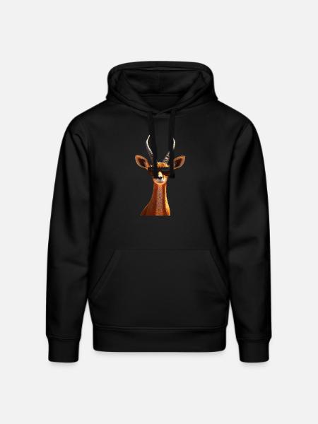 Antelope, Kudu, Gazelle, Africa, Serengeti, Antelope - Stanley/Stella DRUMMER Unisex Organic Hoodie - black