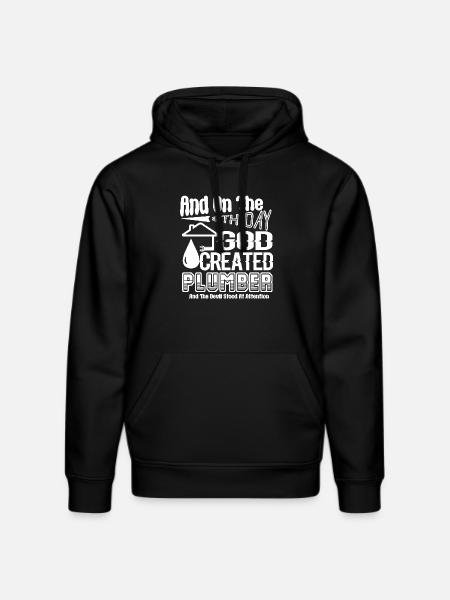 Plumber God Created Plumber - Stanley/Stella DRUMMER Unisex Organic Hoodie - black