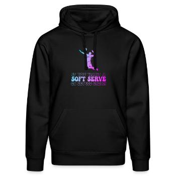 Wenn Sie ein Softeis wollen, holen Sie sich Eis - Stanley/Stella Unisex Bio-Hoodie DRUMMER  - Schwarz - Vorne - Marisol (170cm) & Nik (191cm)