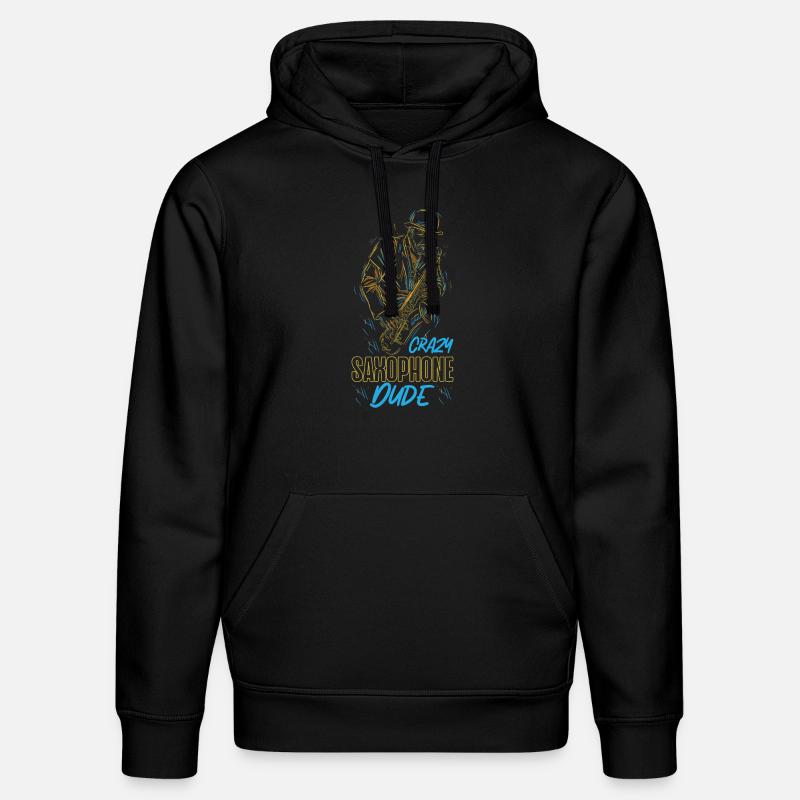 Saxophone Crazy Saxophone Dude - Sweat à capuche bio DRUMMER Stanley/Stella Unisexe - noir