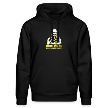 Dortmund und sonst nichts - Stanley/Stella Unisex Bio-Hoodie DRUMMER  - Schwarz - Vorne - Marisol (170cm) & Nik (191cm)
