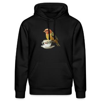 Finch Bird Kaffee - Stanley/Stella Unisex Bio-Hoodie DRUMMER  - Schwarz - Vorne - Marisol (170cm) & Nik (191cm)