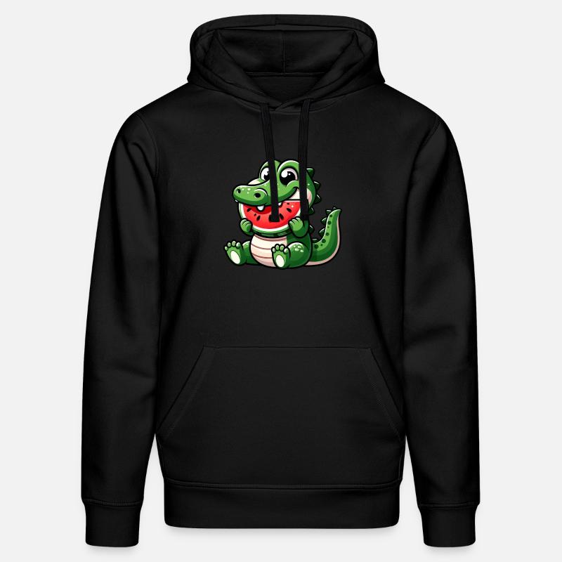 Crocodile avec pastèque fruité mignon - Sweat à capuche bio DRUMMER Stanley/Stella Unisexe - noir