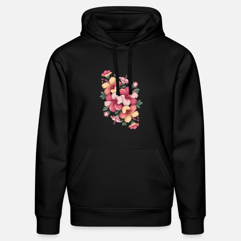 Hibiskus Boho Blume Verträumtes Design - Stanley/Stella Unisex Bio-Hoodie DRUMMER  - Schwarz