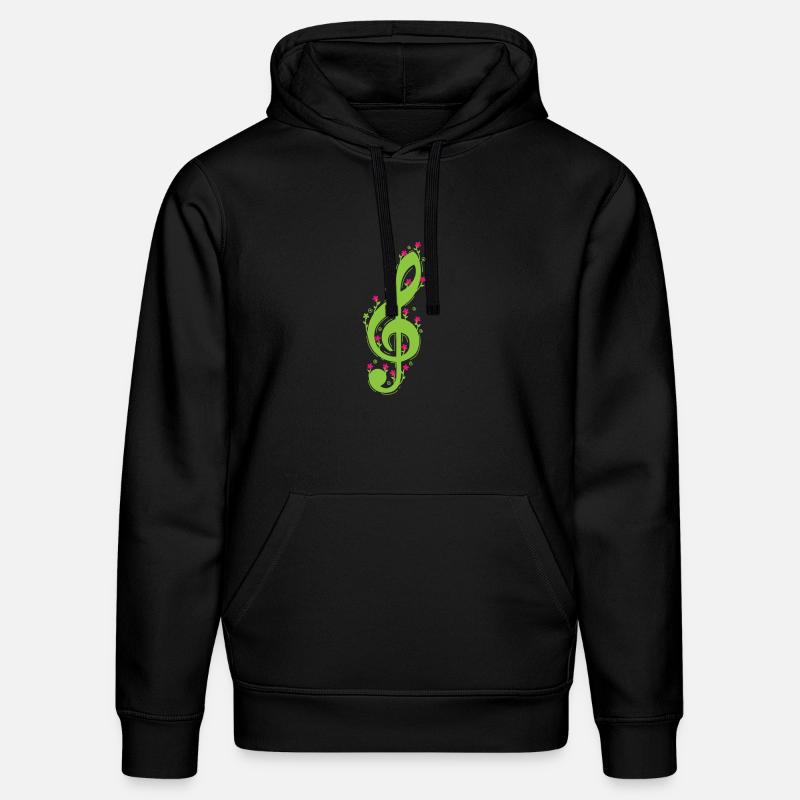 Clef avec musique de fleurs - Sweat à capuche bio DRUMMER Stanley/Stella Unisexe - noir