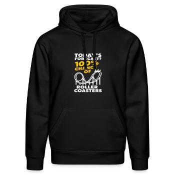 Today's forecast? 100% chance of roller coasters - Stanley/Stella DRUMMER Unisex Organic Hoodie - black - Front - Marisol (170cm) & Nik (191cm)