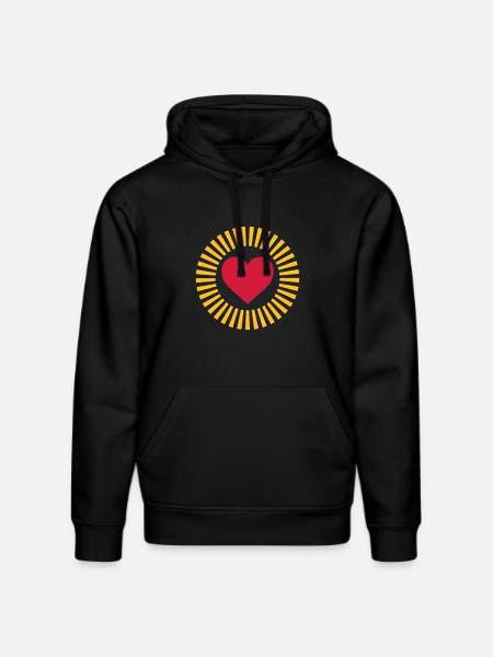 Herz in Strahlenkranz Design - Stanley/Stella Unisex Bio-Hoodie DRUMMER  - Schwarz