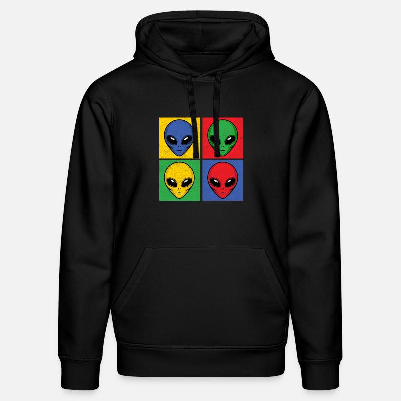 Aliens Pop-Art Popart Alienköpfe Aliengesichter - Stanley/Stella Unisex Bio-Hoodie DRUMMER  - Schwarz