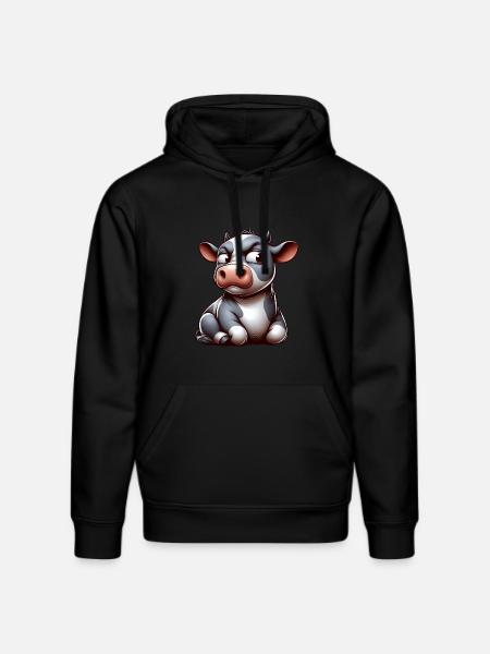 Funny skeptical cartoon cow bull - Stanley/Stella DRUMMER Unisex Organic Hoodie - black