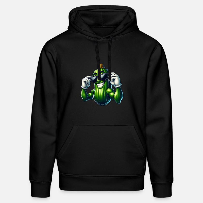 Cool Cucumber Pickle Vegetables Cartoon - Stanley/Stella DRUMMER Unisex Organic Hoodie - black