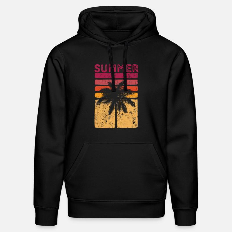 Été retro sunset surfer - Sweat à capuche bio DRUMMER Stanley/Stella Unisexe - noir
