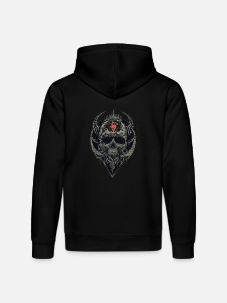 Skull with red symbol - Stanley/Stella DRUMMER Unisex Organic Hoodie - black
