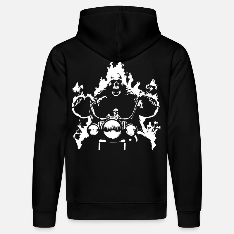 Skull Biker Flame Moto - Sweat à capuche bio DRUMMER Stanley/Stella Unisexe - noir