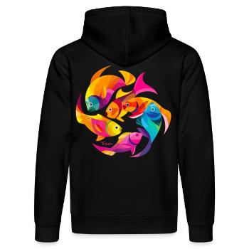Tropische Farben - Stanley/Stella Unisex Bio-Hoodie DRUMMER  - Schwarz - Hinten - Marisol (170cm)