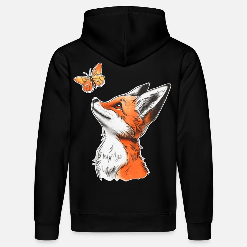 Fuchs mit Schmetterling - Stanley/Stella Unisex Bio-Hoodie DRUMMER  - Schwarz