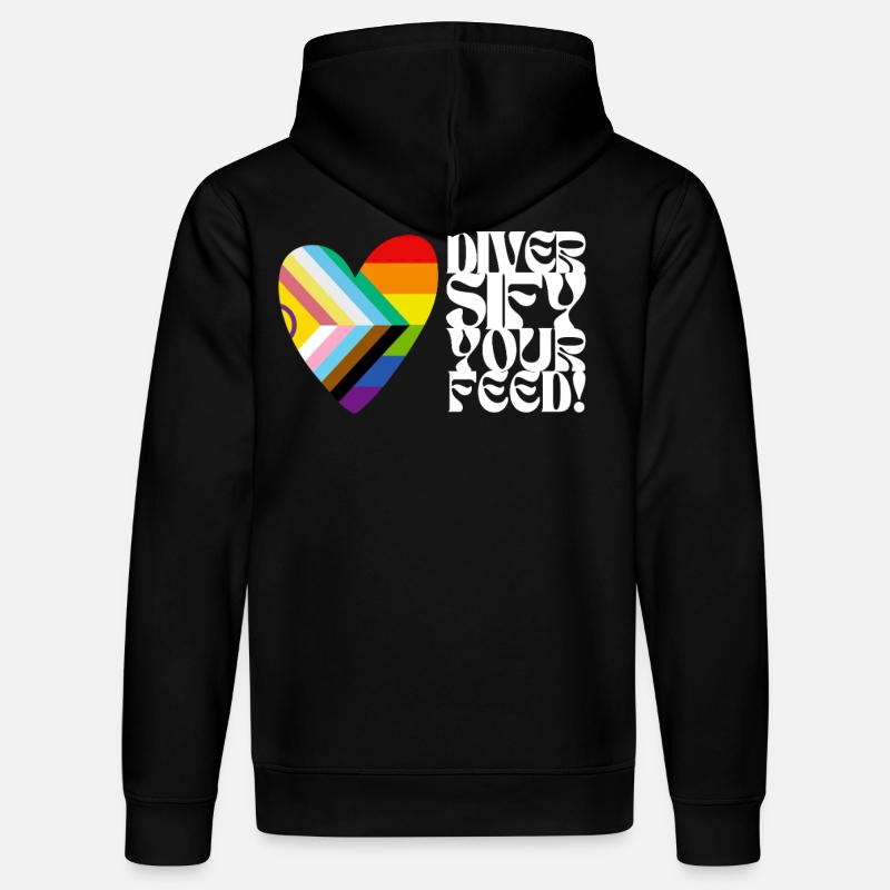 🌈♿ Diversify Your Feed–Progress Pride&Disability - Stanley/Stella Unisex Bio-Hoodie DRUMMER  - Schwarz