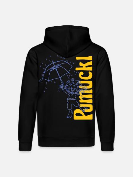Pumuckl With Umbrella And Lettering - Stanley/Stella DRUMMER Unisex Organic Hoodie - black