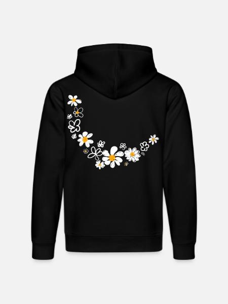 Floral garland - Stanley/Stella DRUMMER Unisex Organic Hoodie - black
