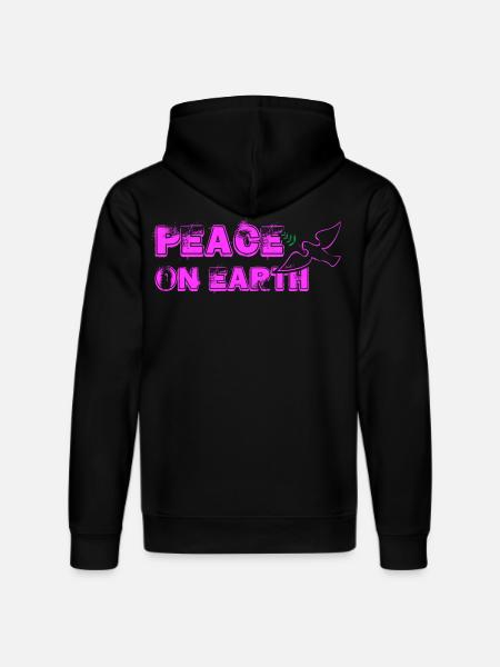 Peace on Earth with Bird pink - Stanley/Stella DRUMMER Unisex Organic Hoodie - black