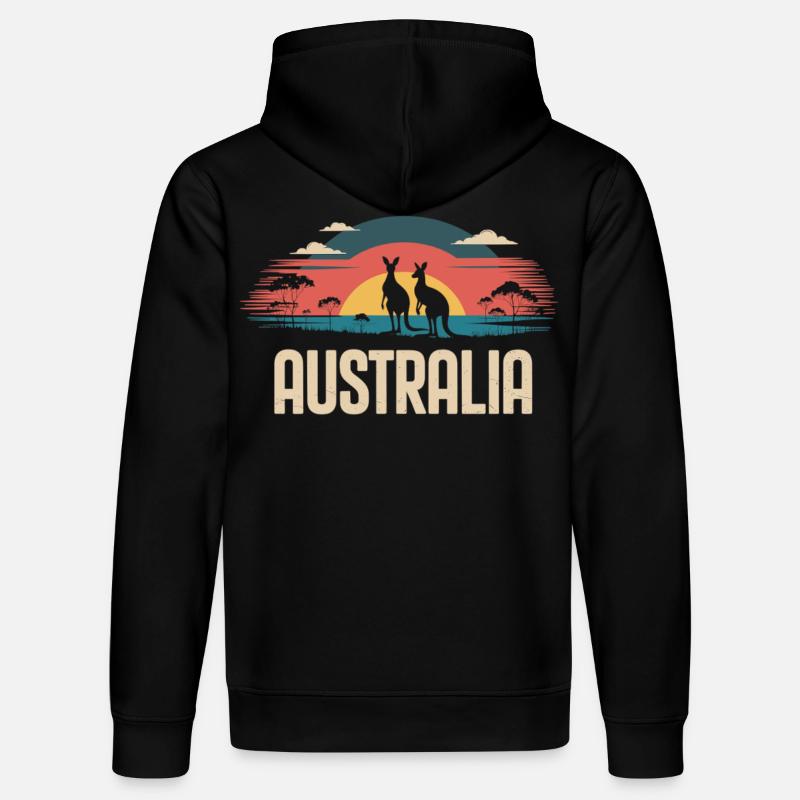 Australien mit Kängurus im Outback - Stanley/Stella Unisex Bio-Hoodie DRUMMER - Schwarz
