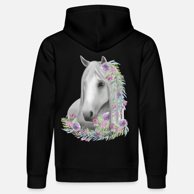Équitation Chevaux Filles - Sweat à capuche bio DRUMMER Stanley/Stella Unisexe - noir