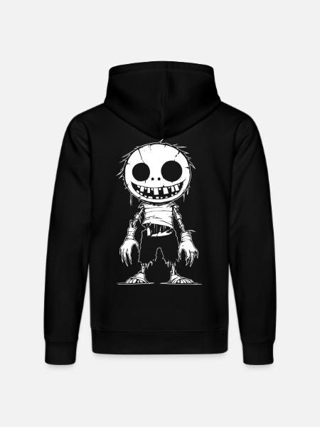 Creepy Cartoon Zombie with Smile - Stanley/Stella DRUMMER Unisex Organic Hoodie - black