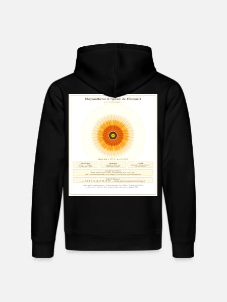 Chrysantème et Spirale de Fibonacci - Sweat à capuche bio DRUMMER Stanley/Stella Unisexe - noir