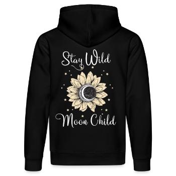 Stay Wild Moon Child Mond Sterne - Stanley/Stella Unisex Bio-Hoodie DRUMMER  - Schwarz - Hinten - Marisol (170cm)