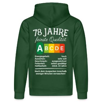 78 Jahre Feinste Qualität Geschenk 78. Geburtstag - Stanley/Stella Unisex Bio-Hoodie DRUMMER  - Flaschengrün - Hinten - Liana (172cm)