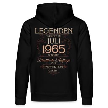 60. Geburtstag Legenden Juli Jahrgang 1965 - Stanley/Stella Unisex Bio-Hoodie DRUMMER  - Schwarz - Hinten - Marisol (170cm)