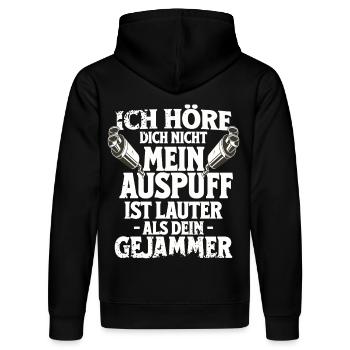 Mein Auspuff ist lauter – Motorrad Spruch Biker - Stanley/Stella Unisex Bio-Hoodie DRUMMER  - Schwarz - Hinten - Marisol (170cm)