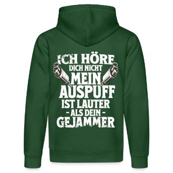Mein Auspuff ist lauter – Motorrad Spruch Biker - Stanley/Stella Unisex Bio-Hoodie DRUMMER  - Flaschengrün - Hinten - Liana (172cm)