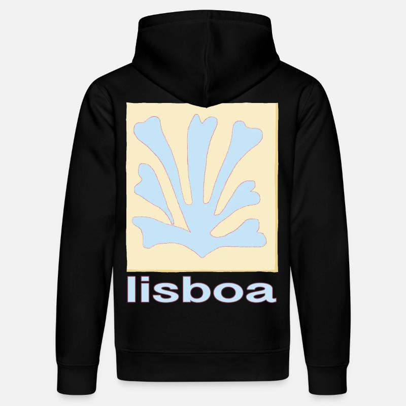 Lisboa Palmenblatt Blau Retro - Stanley/Stella Unisex Bio-Hoodie DRUMMER  - Schwarz