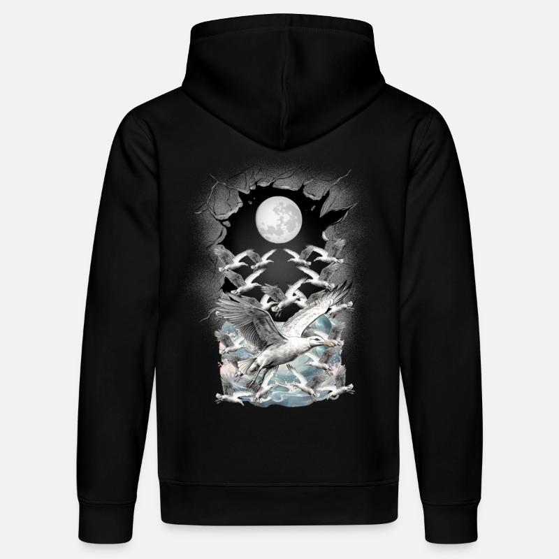 maritime, mouette, mouettes - Sweat à capuche bio DRUMMER Stanley/Stella Unisexe - noir