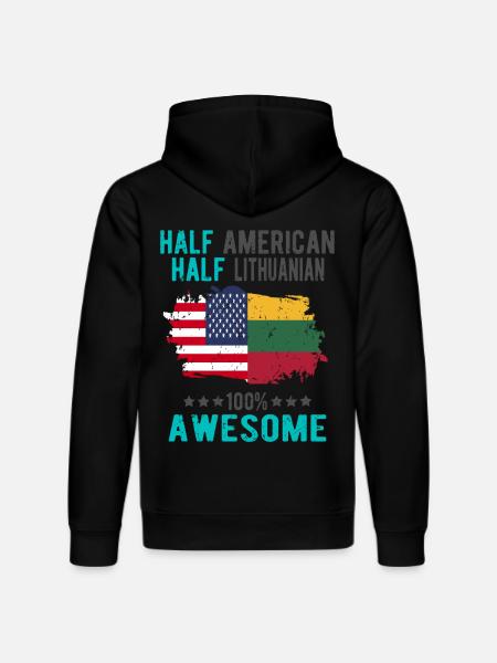 Half American Half Lithuanian - Stanley/Stella DRUMMER Unisex Organic Hoodie - black