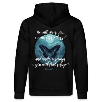 Chrétien Citation Bible Verset Religieux - Sweat à capuche bio DRUMMER Stanley/Stella Unisexe - noir - Dos - Marisol (170cm)